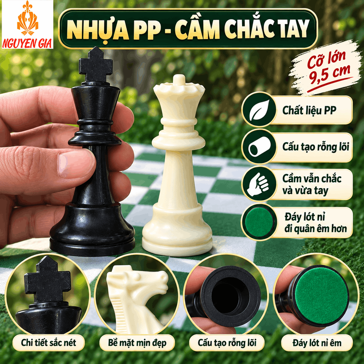 Quân Cờ Vua PP 9,5 cm – Cỡ Lớn, Bán Riêng