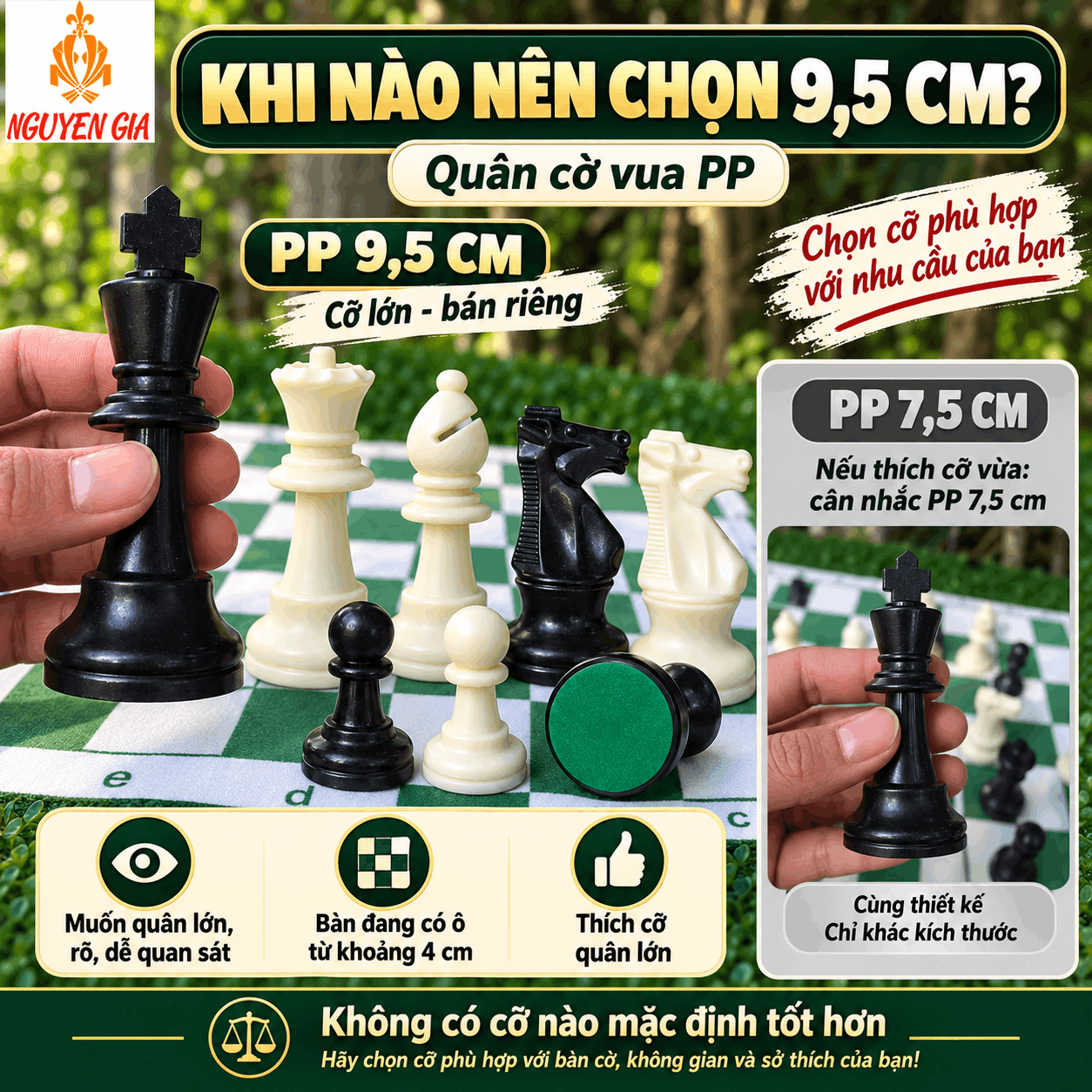 Quân Cờ Vua PP 9,5 cm – Cỡ Lớn, Bán Riêng