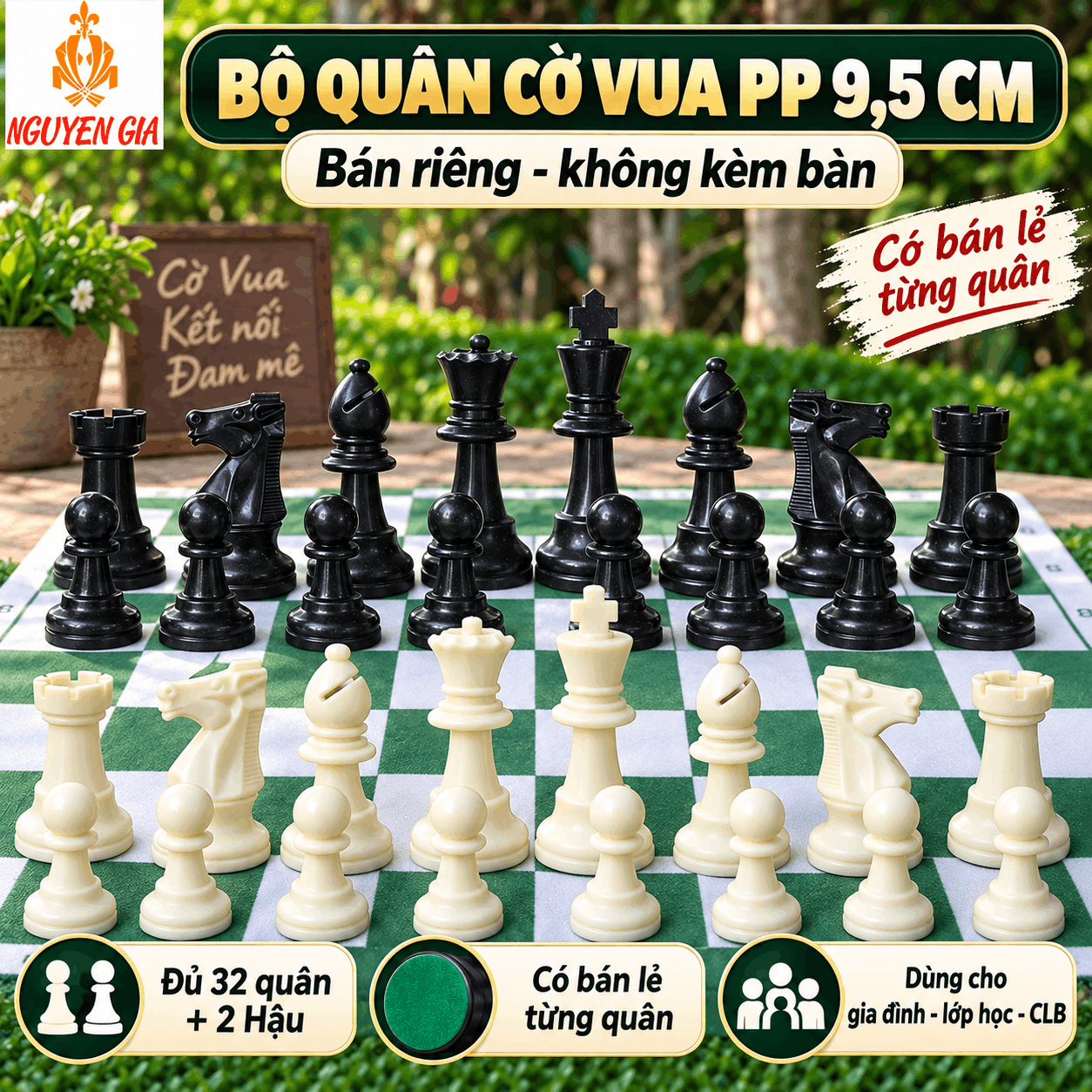 Quân Cờ Vua PP 9,5 cm – Cỡ Lớn, Bán Riêng