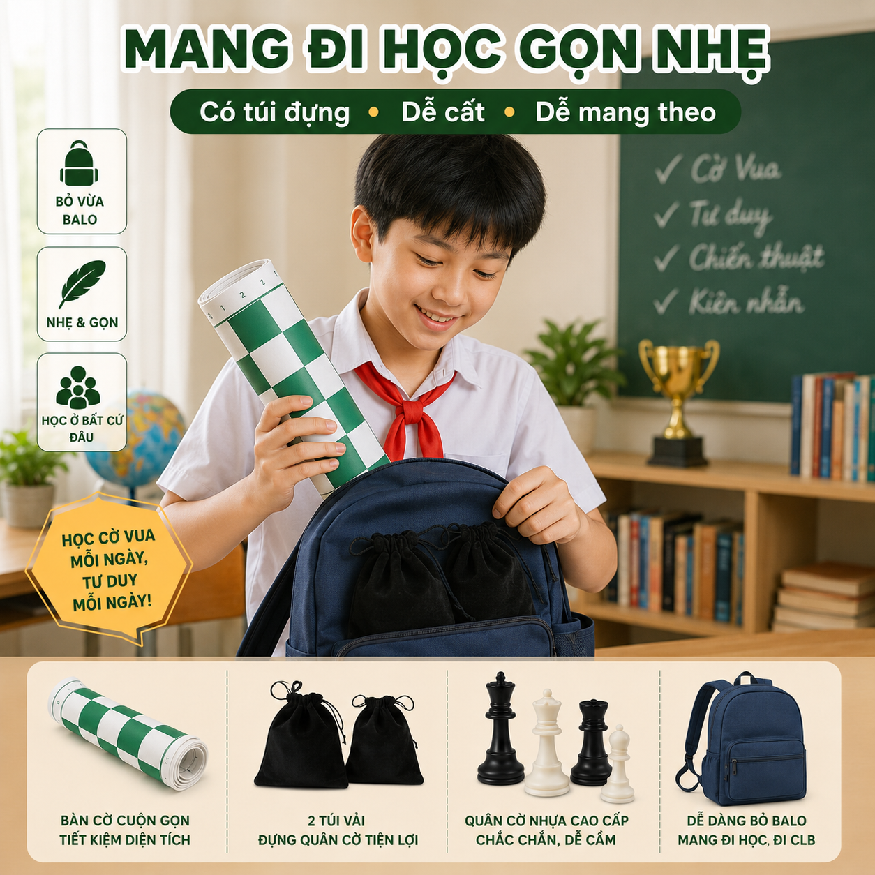 Bộ Cờ Vua Cho Trẻ Em, Học Sinh