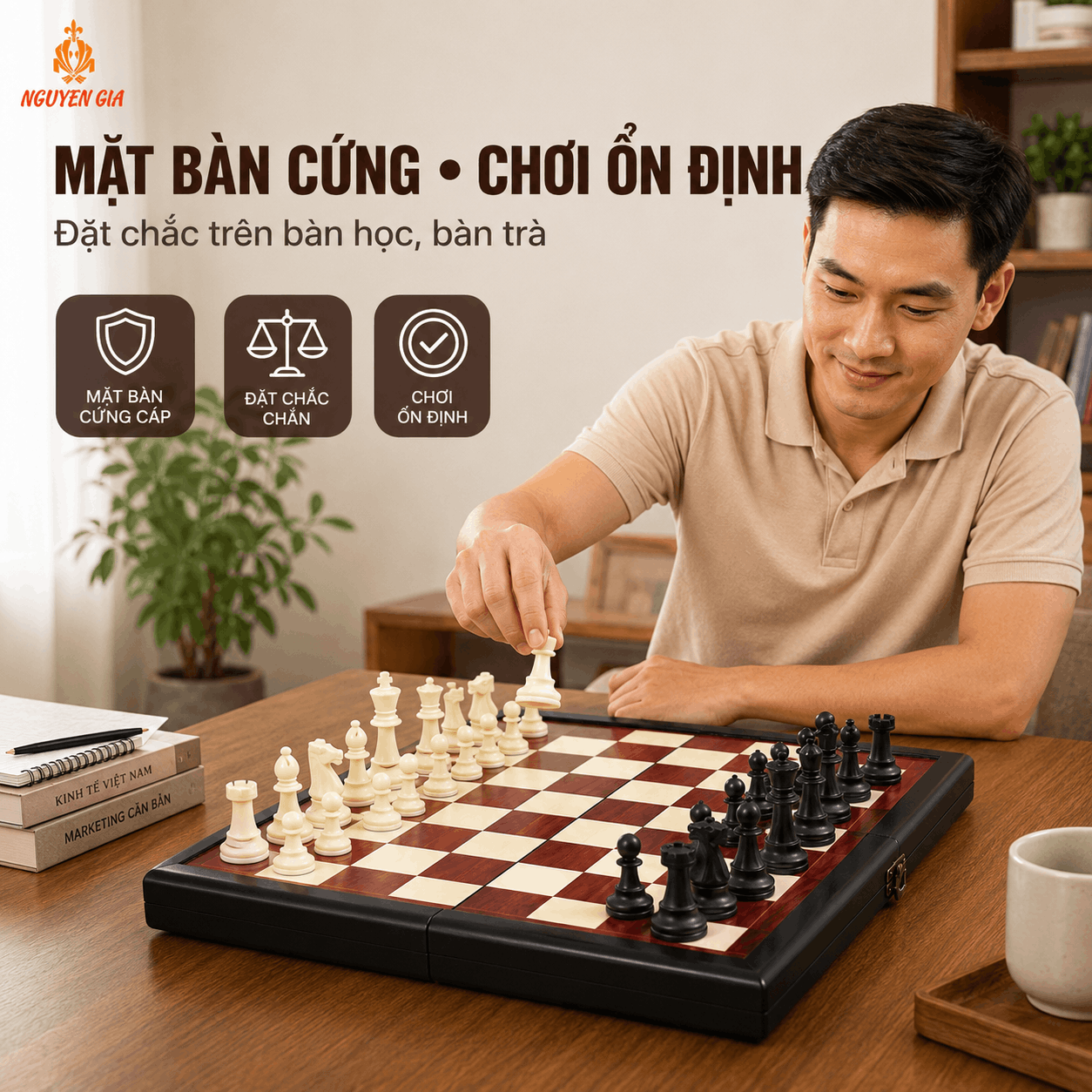 Bộ Cờ Vua Bàn Gỗ Hương – Quân PP 7,5cm