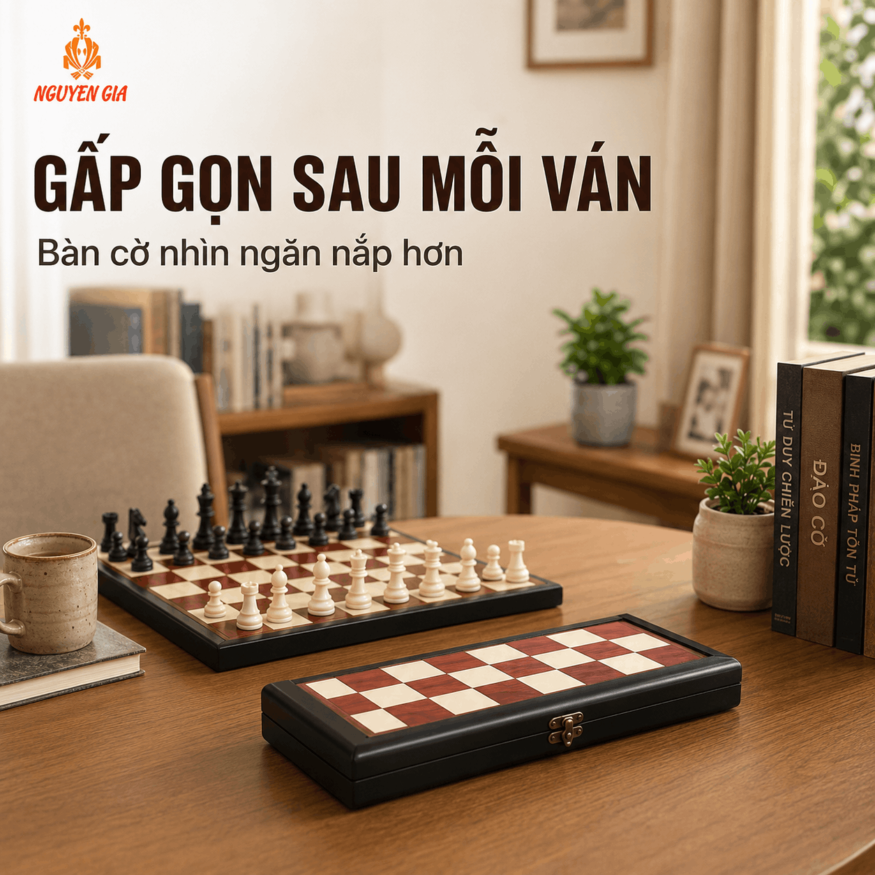 Bộ Cờ Vua Bàn Gỗ Hương – Quân PP 7,5cm