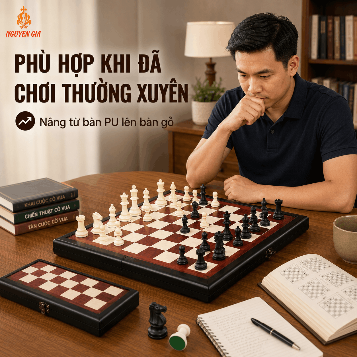 Bộ Cờ Vua Bàn Gỗ Hương – Quân PP 7,5cm