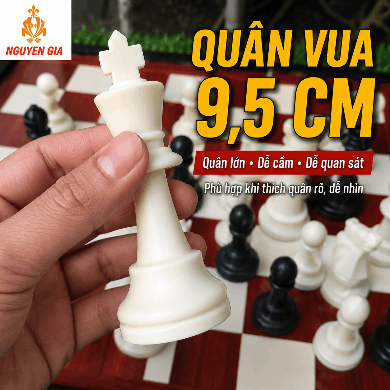 Bộ Cờ Vua Bàn Gỗ Hương – Quân PP 9,5cm