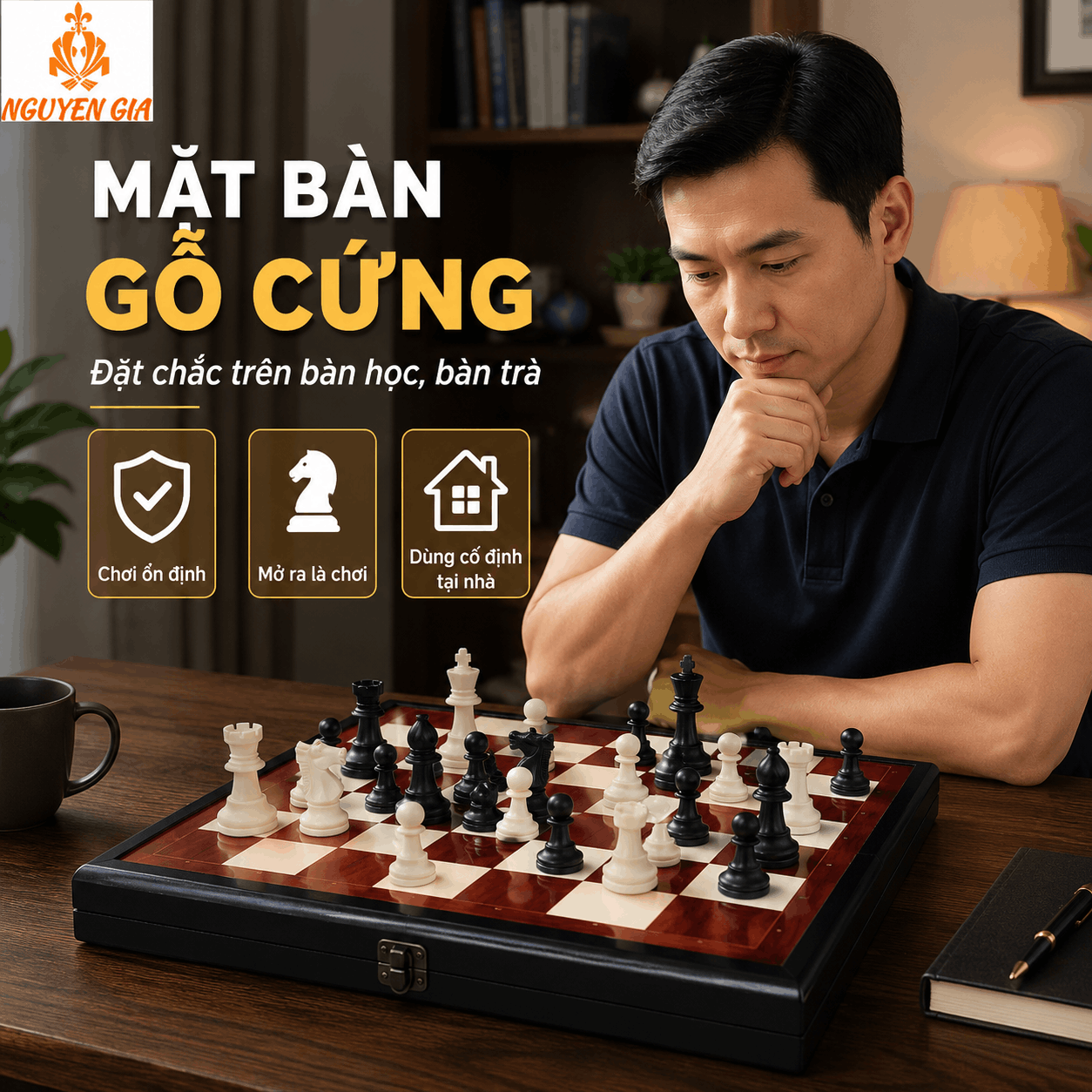 Bộ Cờ Vua Bàn Gỗ Hương – Quân PP 9,5cm