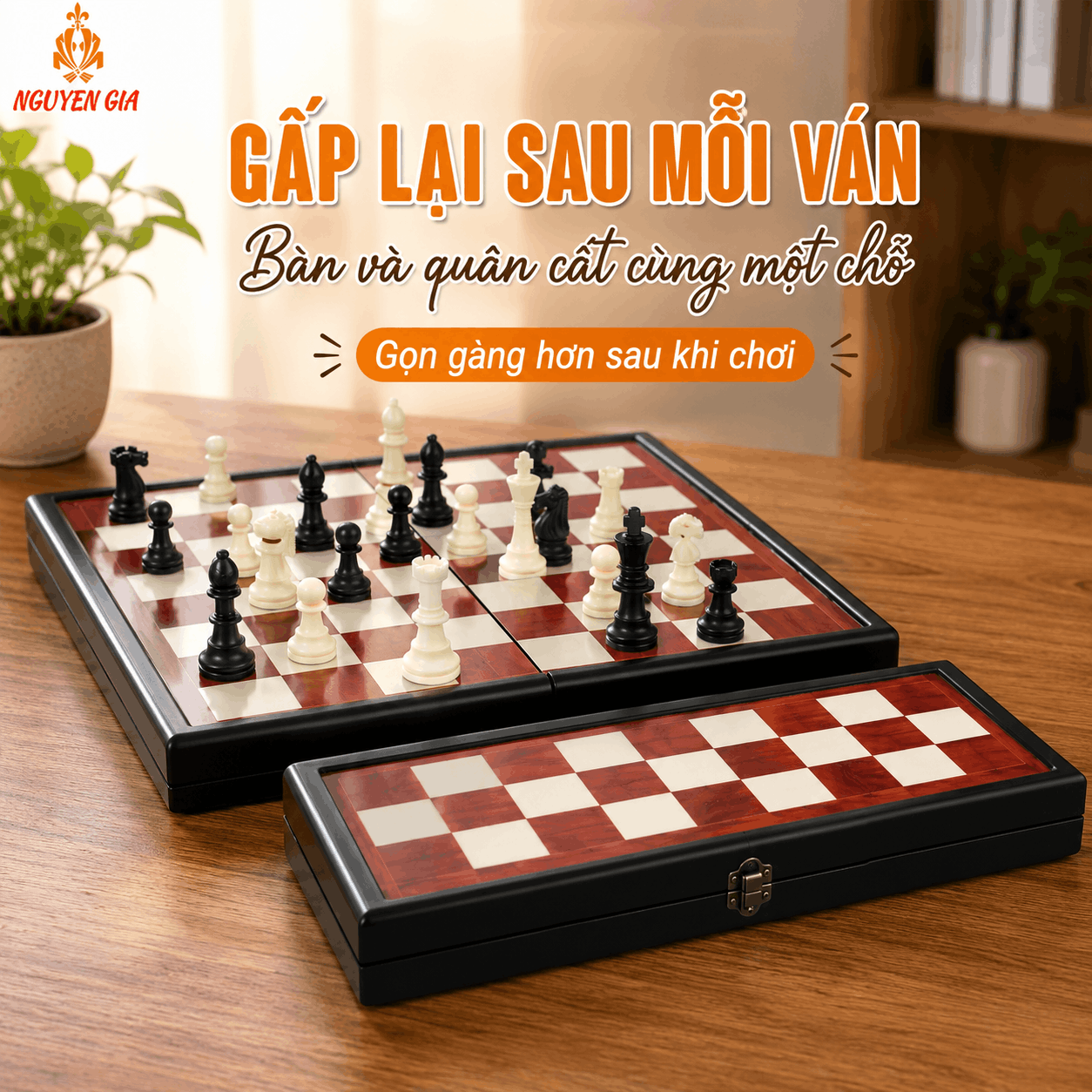 Bộ Cờ Vua Bàn Gỗ Hương – Quân PP 9,5cm