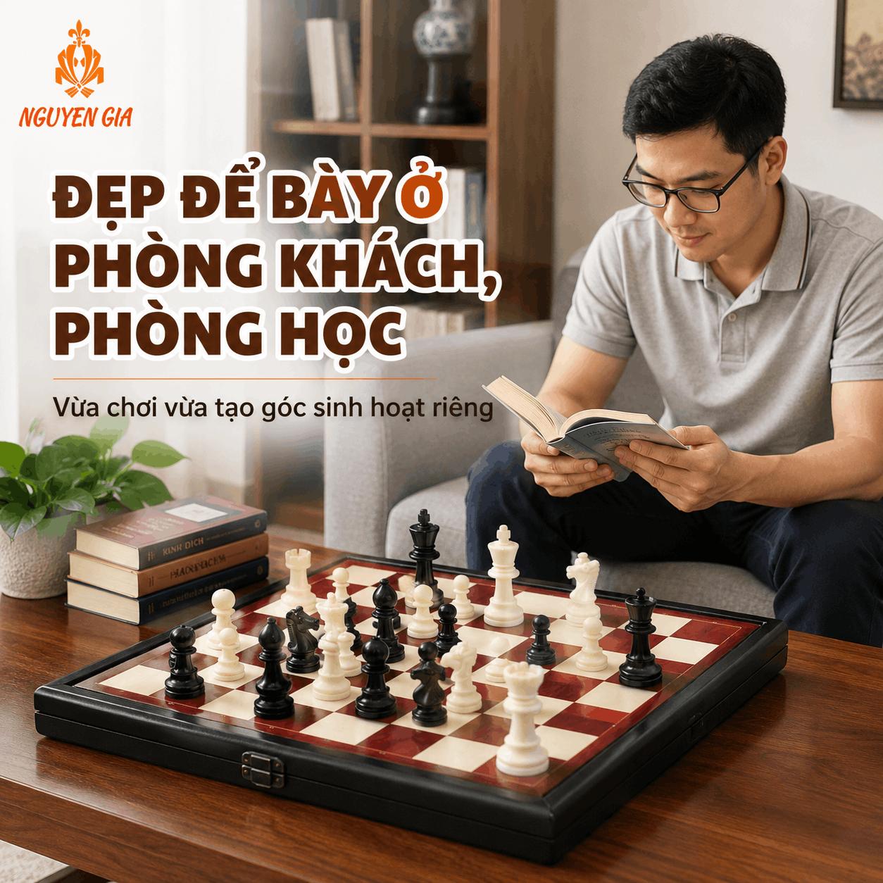 Bộ Cờ Vua Bàn Gỗ Hương – Quân PP 9,5cm