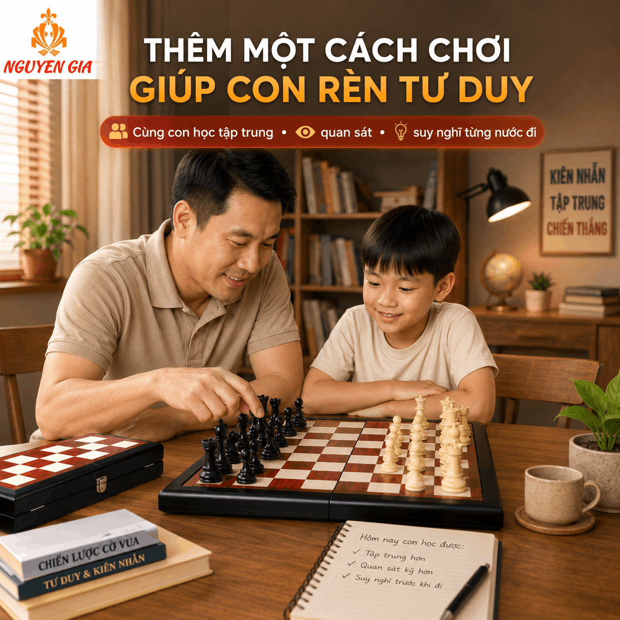 Bộ Cờ Vua Bàn Gỗ Hương – Quân Mica Đặc Vua 9,5cm