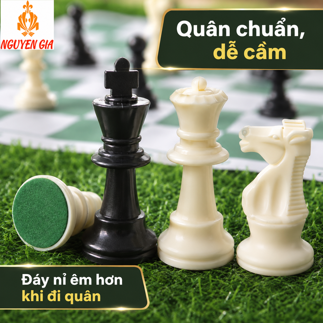 Bộ Cờ Vua Cho Học Sinh – Vua 9,5cm, Bàn PU 42cm, Có Túi