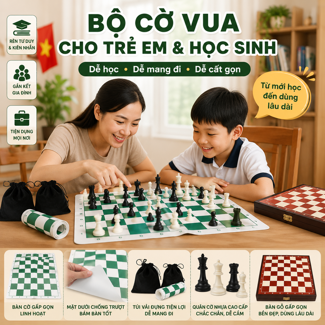 Bộ Cờ Vua Cho Trẻ Em, Học Sinh