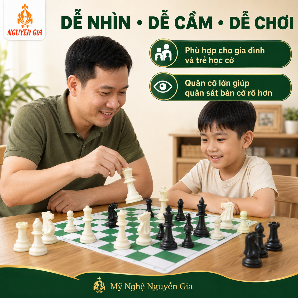 Quân Cờ Vua Nhựa PP Cỡ Lớn, Đế Lót Nỉ – Đủ 32 Quân