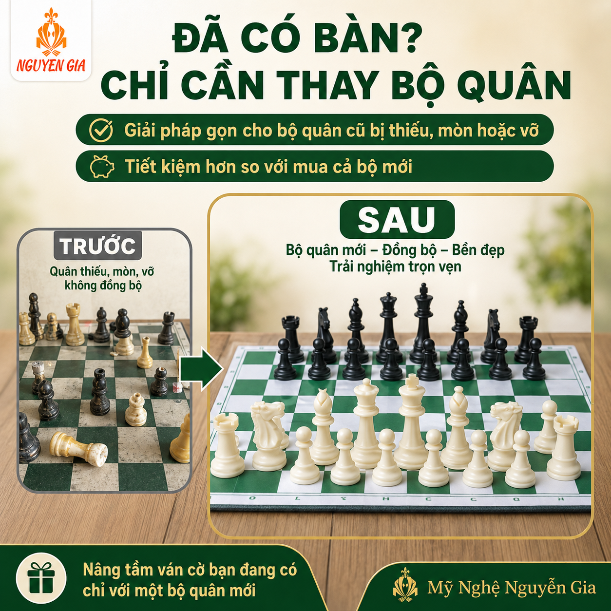 Quân Cờ Vua Nhựa PP Cỡ Lớn, Đế Lót Nỉ – Đủ 32 Quân