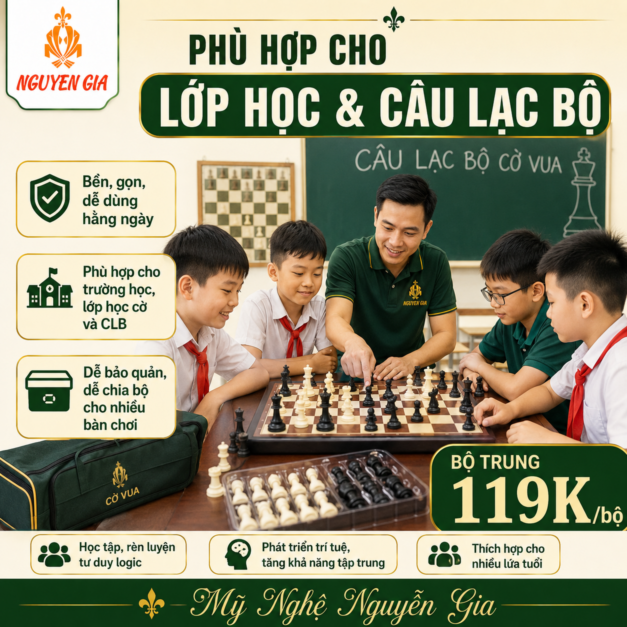 Quân Cờ Vua Nhựa PP Cỡ Vừa, Vua 7.5cm – Đế Lót Nỉ