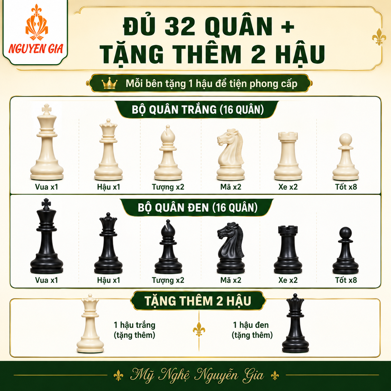 Quân Cờ Vua Nhựa PP Cỡ Vừa, Vua 7.5cm – Đế Lót Nỉ