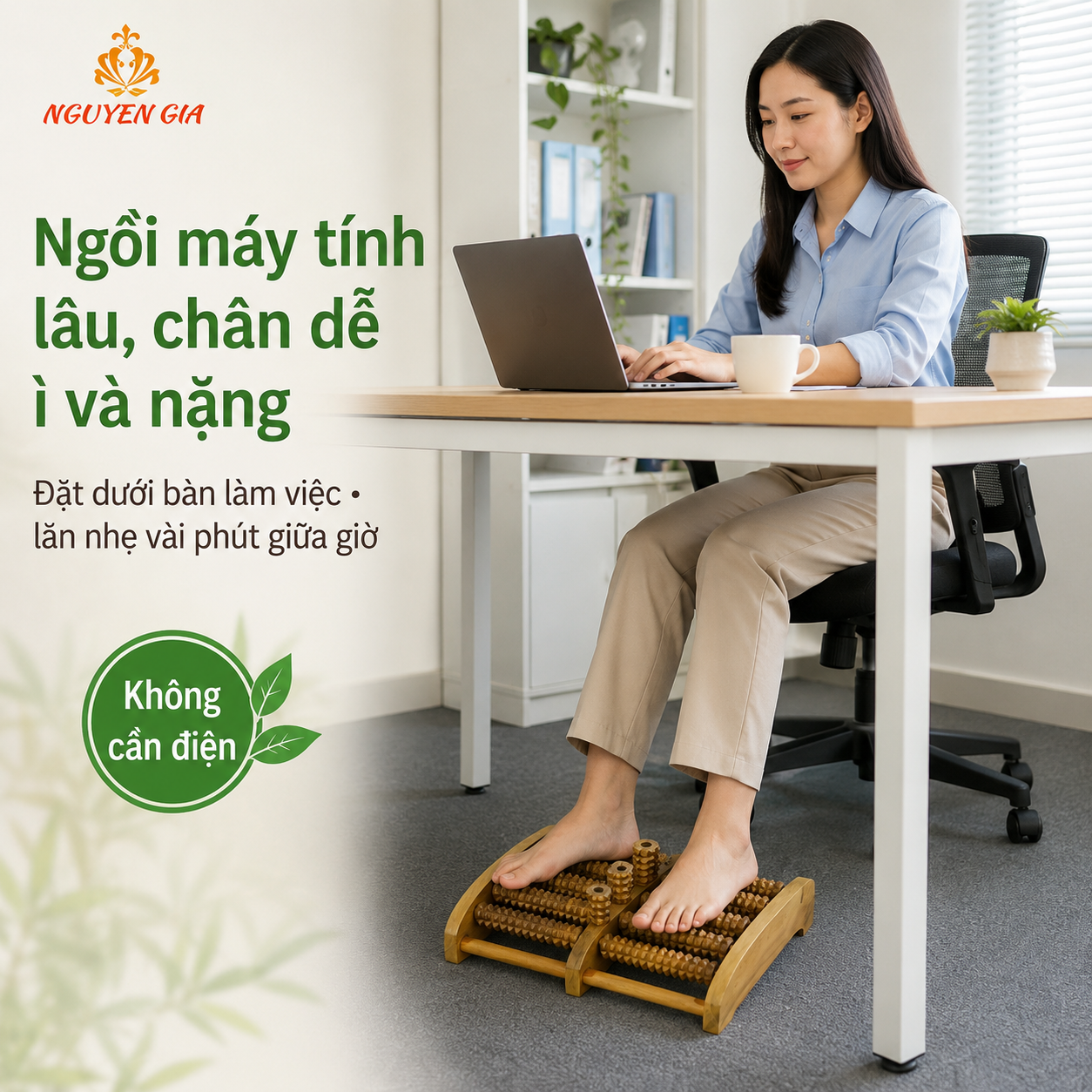 Bàn Lăn Chân Gỗ Bách Xanh MXC-01 – Dụng Cụ Massage Chân Dáng Cao