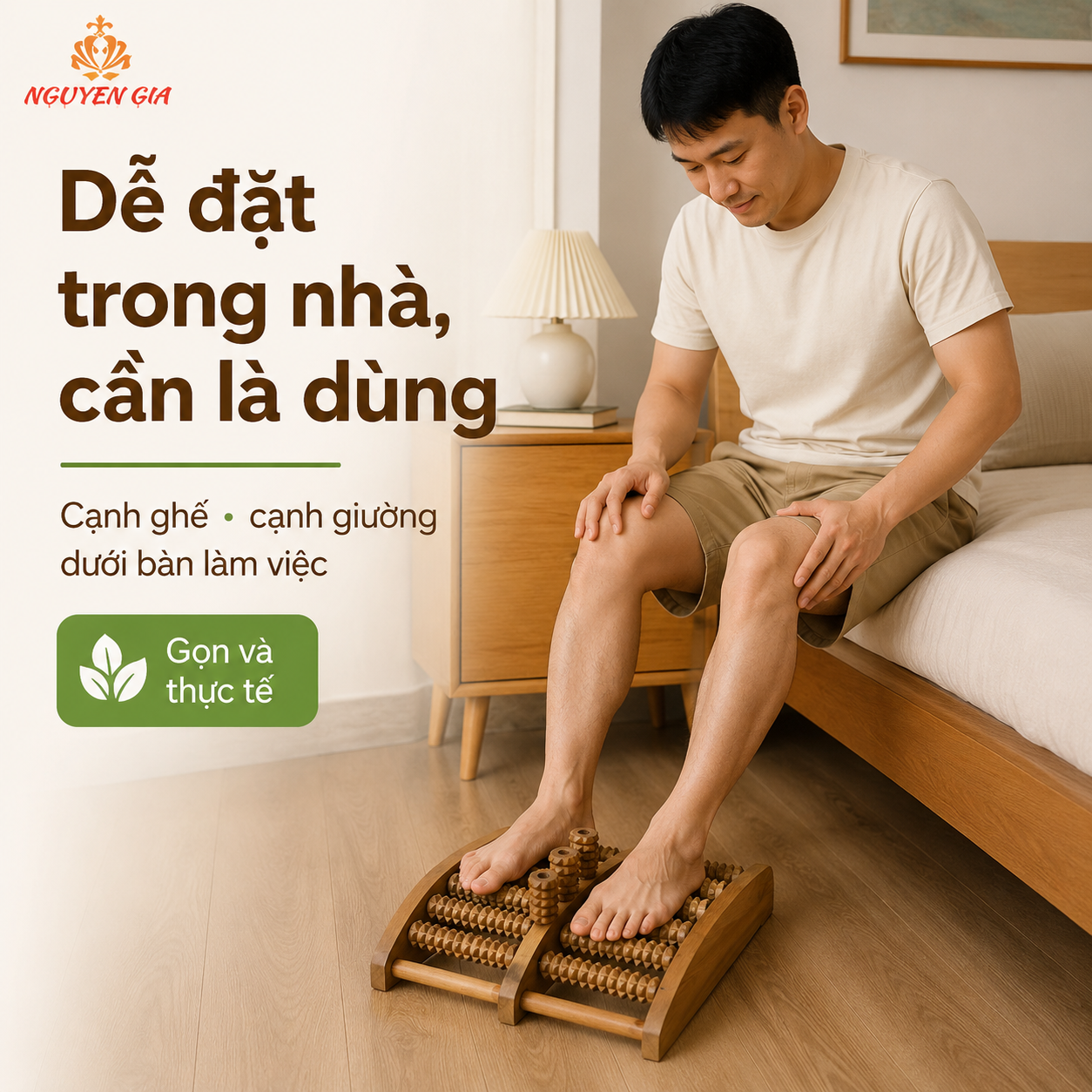 Bàn Lăn Chân Gỗ Bách Xanh MXC-01 – Dụng Cụ Massage Chân Dáng Cao
