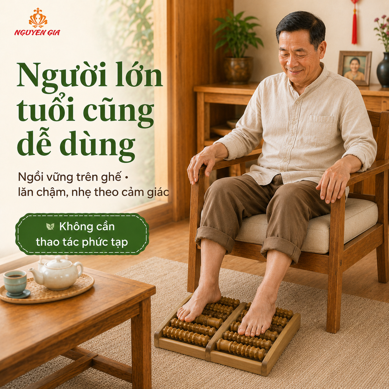 Bàn Massage Chân Bằng Gỗ Bách Xanh MS02 – Mẫu Thấp Gọn Dễ Dùng