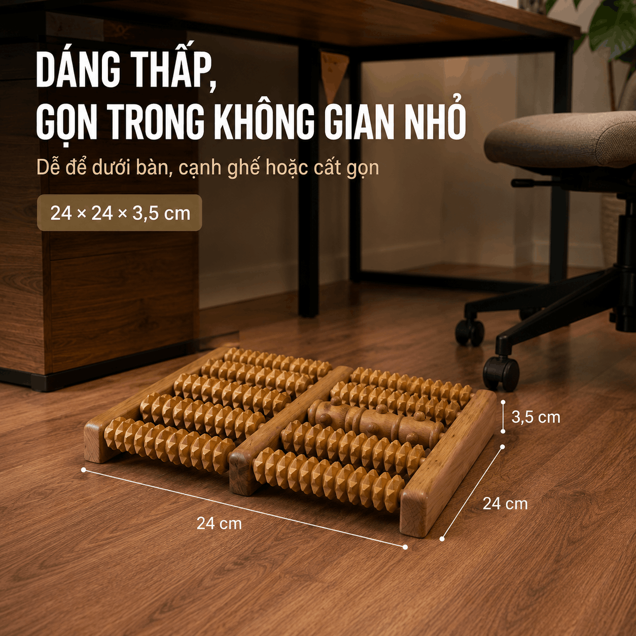 Bàn Massage Chân Gỗ Bách Xanh Dáng Thấp - Gọn, Dễ Để Dưới Bàn
