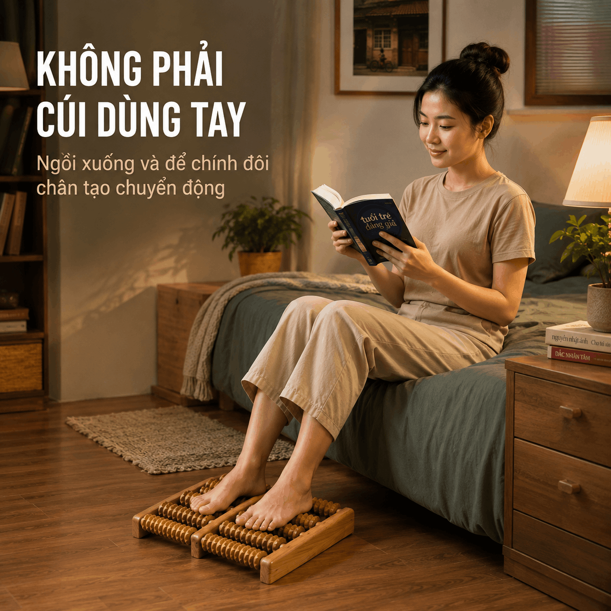 Bàn Massage Chân Gỗ Bách Xanh Dáng Thấp - Gọn, Dễ Để Dưới Bàn