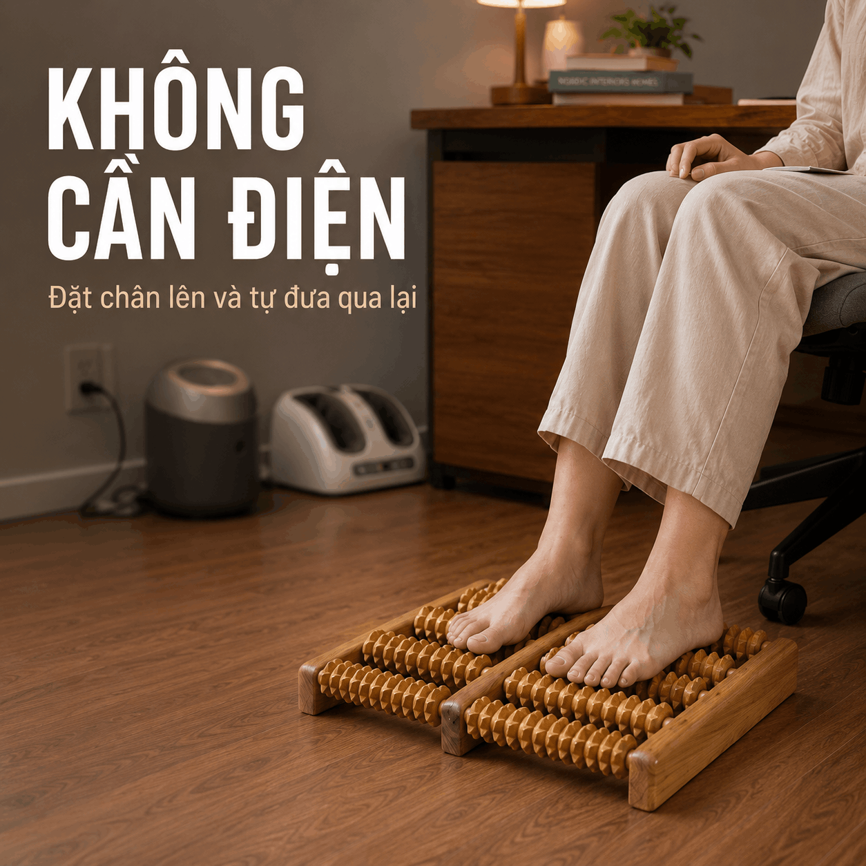 Bàn Massage Chân Gỗ Bách Xanh Dáng Thấp - Gọn, Dễ Để Dưới Bàn