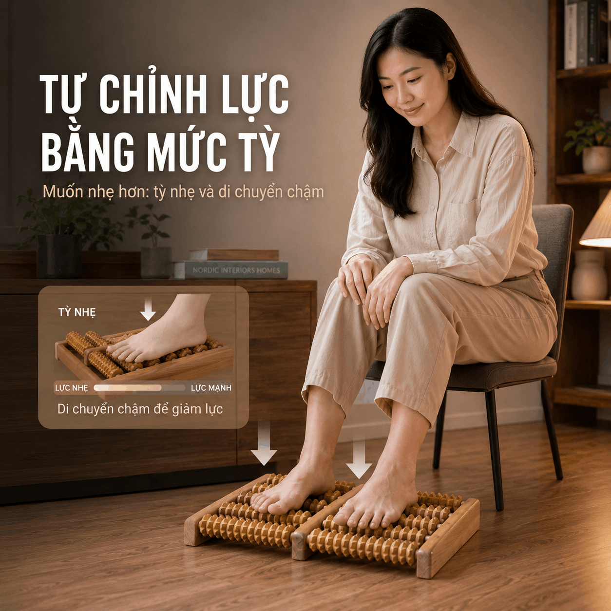 Bàn Massage Chân Gỗ Bách Xanh Dáng Thấp - Gọn, Dễ Để Dưới Bàn