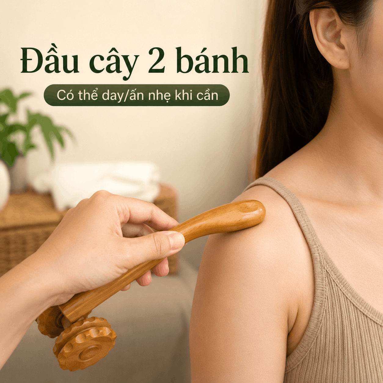 Bộ 2 Cây Lăn Massage Gỗ Bách Xanh – 2 Bánh Và 9 Bánh
