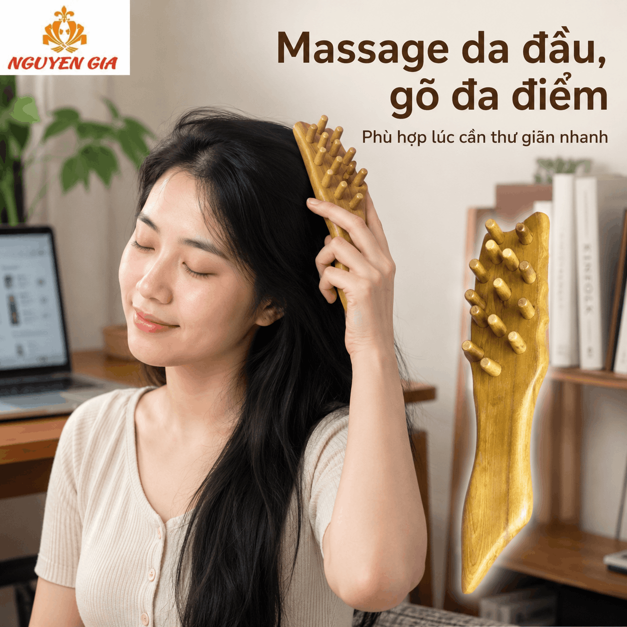 Bộ 3 Dụng Cụ Massage Cổ Vai Gáy Gỗ Bách Xanh - Gọn Cho Người Ngồi Làm Việc Lâu