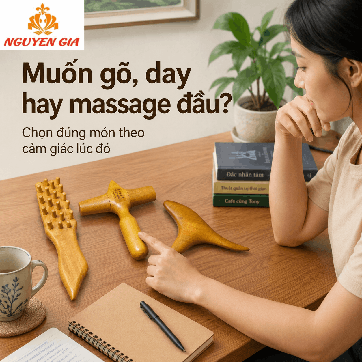 Bộ 3 Dụng Cụ Massage Cổ Vai Gáy Gỗ Bách Xanh - Gọn Cho Người Ngồi Làm Việc Lâu