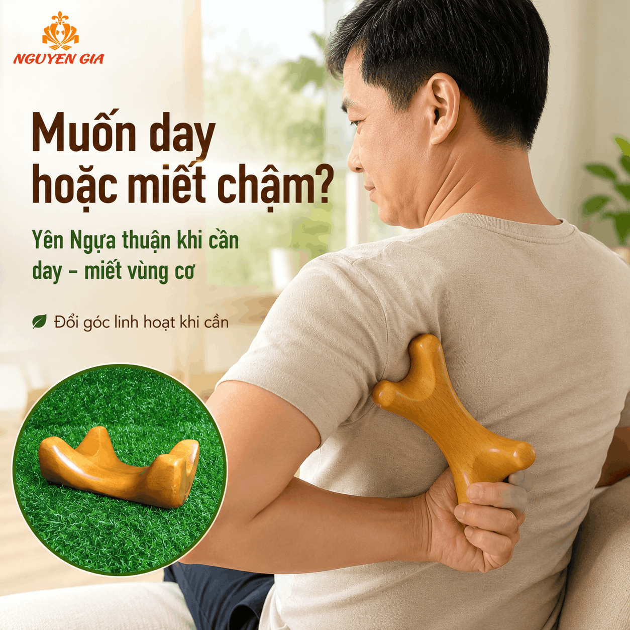 Bộ 3 Dụng Cụ Massage Lưng Gỗ Bách Xanh - Dễ Thao Tác Nhiều Vị Trí Sau Lưng