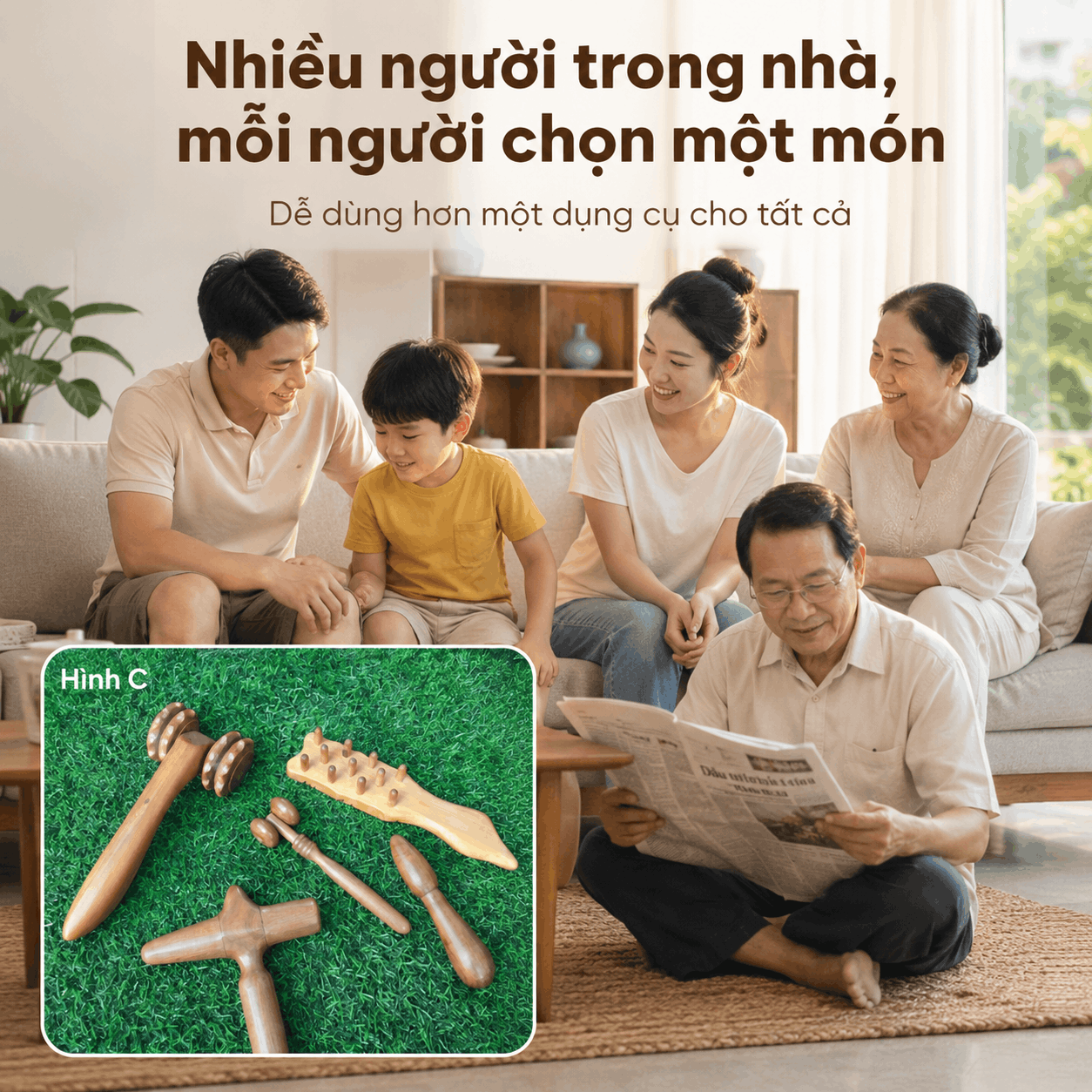 Bộ 5 Dụng Cụ Massage Gỗ Bách Xanh - Có Sẵn Nhiều Cách Dùng Khi Cần