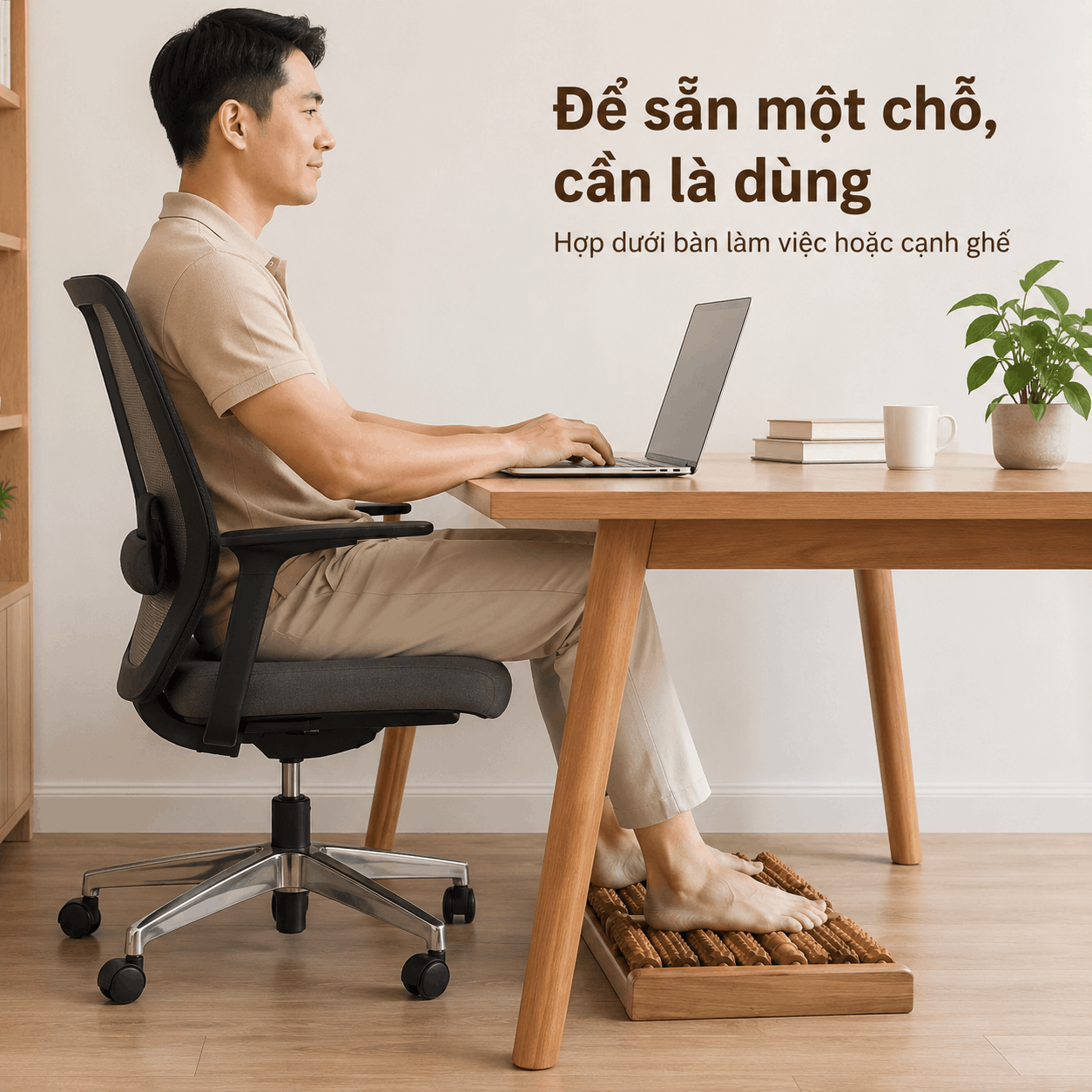 Bộ 8 Dụng Cụ Massage Gỗ Bách Xanh - Có Bàn Massage Chân, Dùng Nhiều Vùng