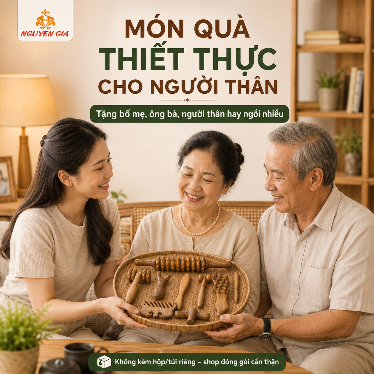 Bộ Dụng Cụ Massage Bằng Gỗ Bách Xanh 8 Món – Lăn Day Cổ Vai Gáy, Mặt, Lưng