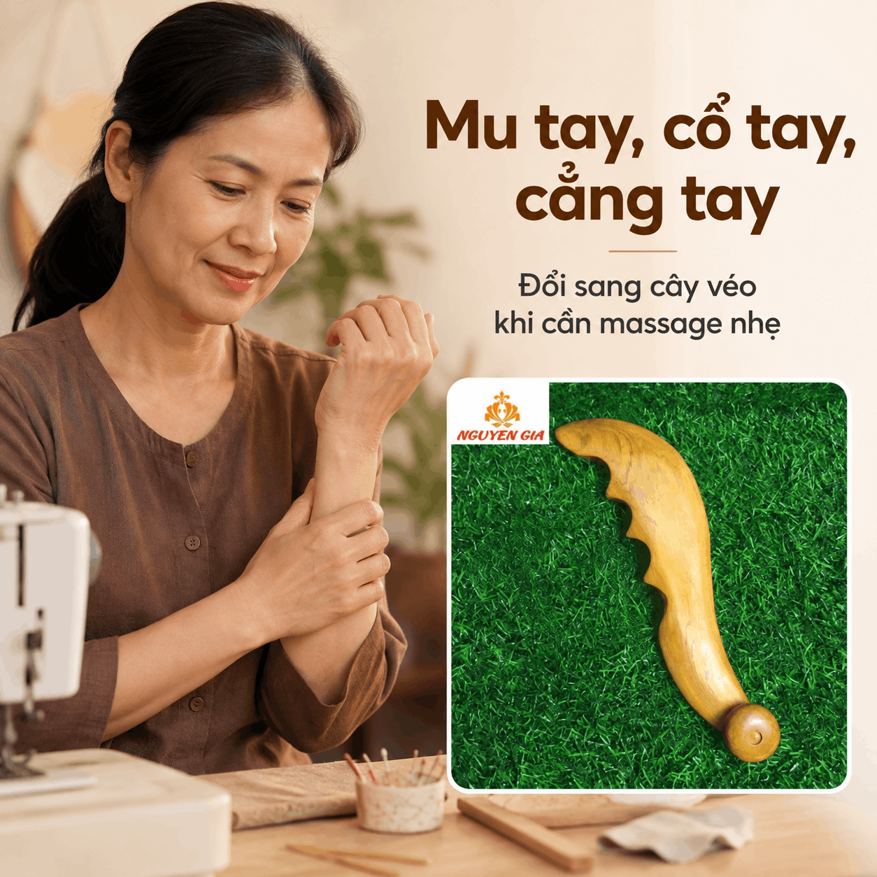 Bộ Dụng Cụ Massage Tay Gỗ Bách Xanh - Cho Người Dùng Tay Nhiều