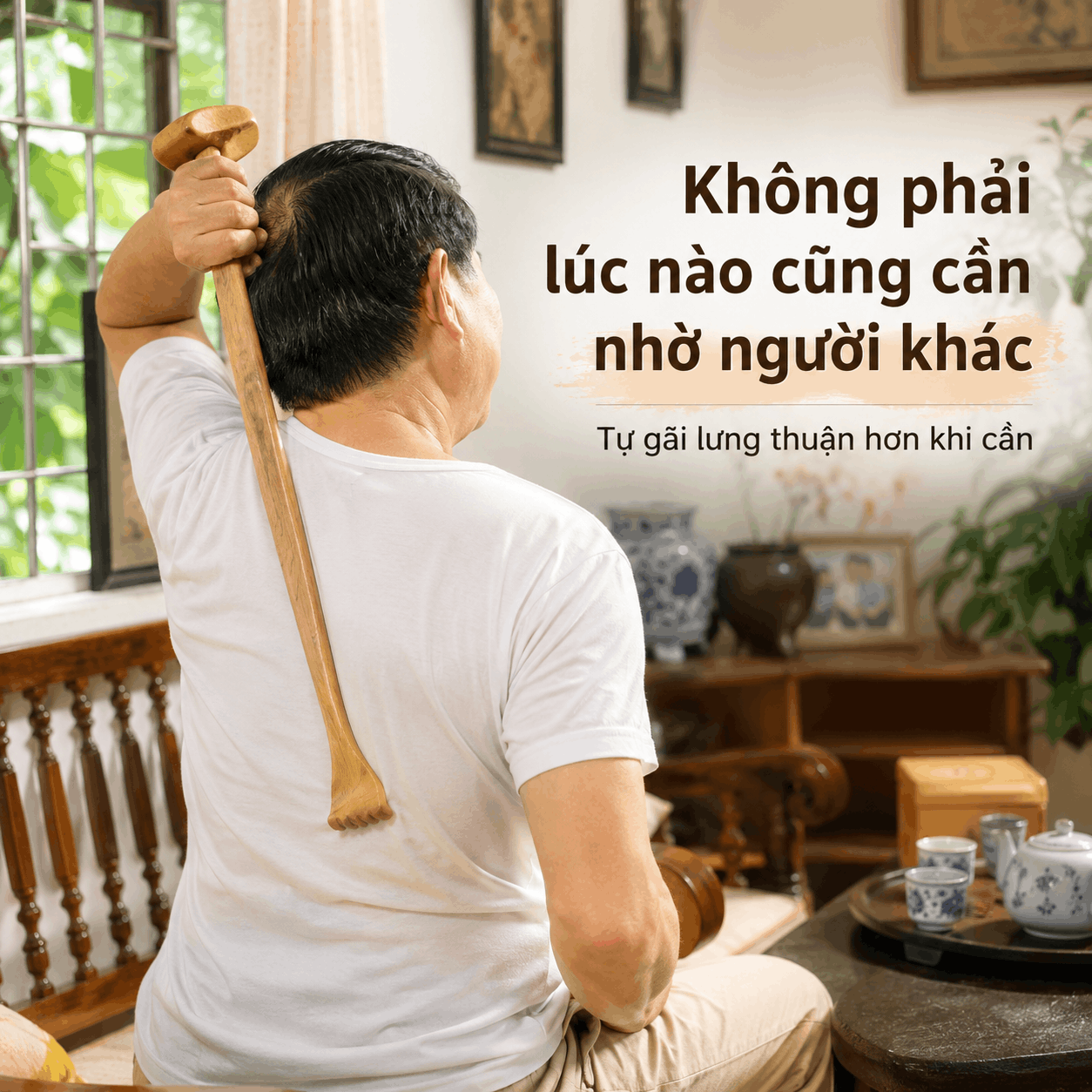 Cây Gãi Lưng Gỗ Bách Xanh Dài 45 cm - Dễ Với Tới Sau Lưng