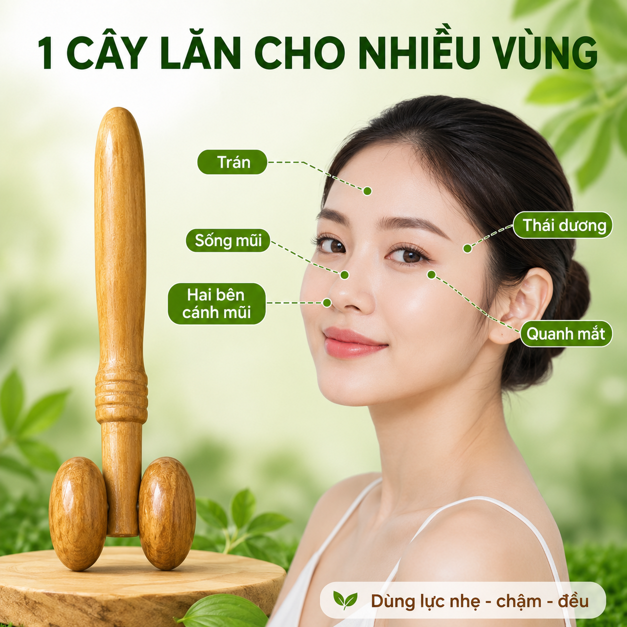 Cây Lăn Mặt Mũi Gỗ Bách Xanh – Massage Mặt Nhỏ Gọn