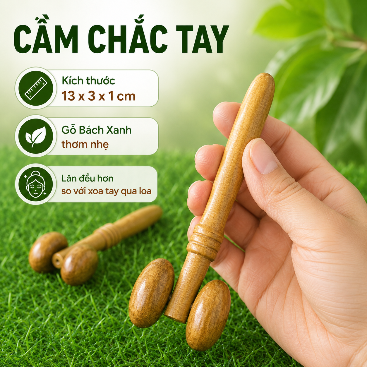 Cây Lăn Mặt Mũi Gỗ Bách Xanh – Massage Mặt Nhỏ Gọn