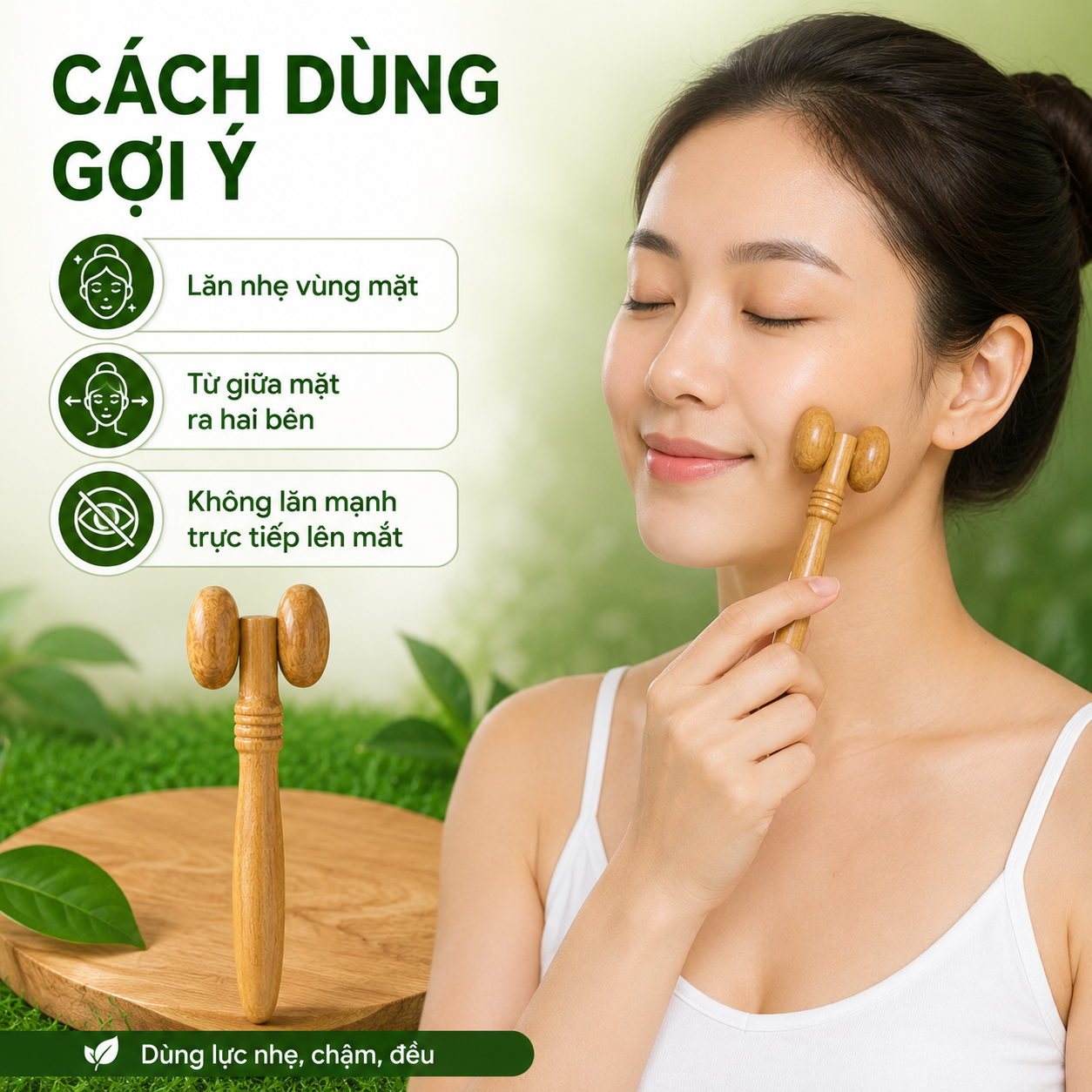 Cây Lăn Mặt Mũi Gỗ Bách Xanh – Massage Mặt Nhỏ Gọn