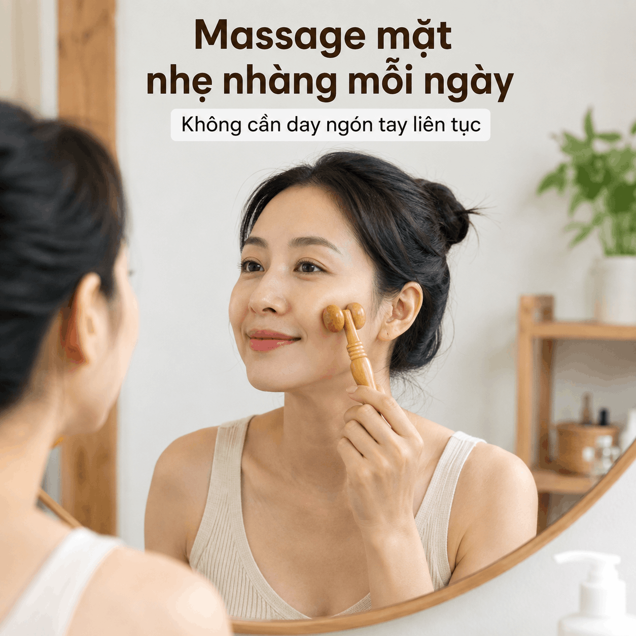 Cây Lăn Mặt Mũi Gỗ Bách Xanh – Massage Mặt Dễ Dùng Hằng Ngày
