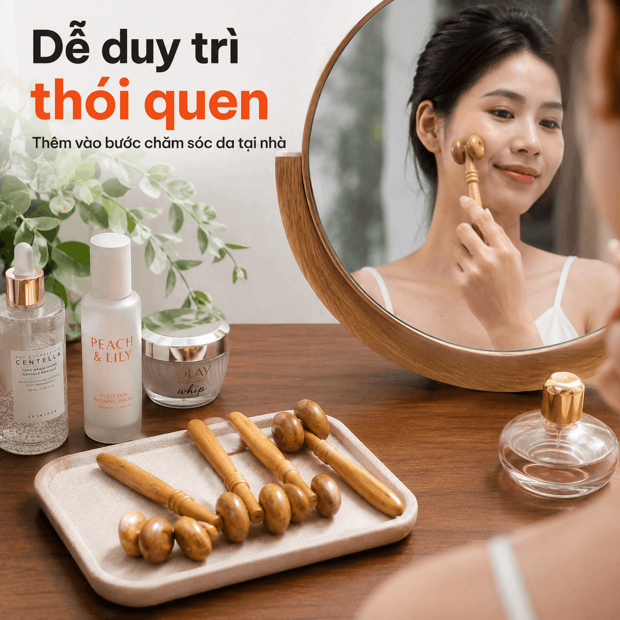 Cây Lăn Mặt Mũi Gỗ Bách Xanh – Massage Mặt Dễ Dùng Hằng Ngày