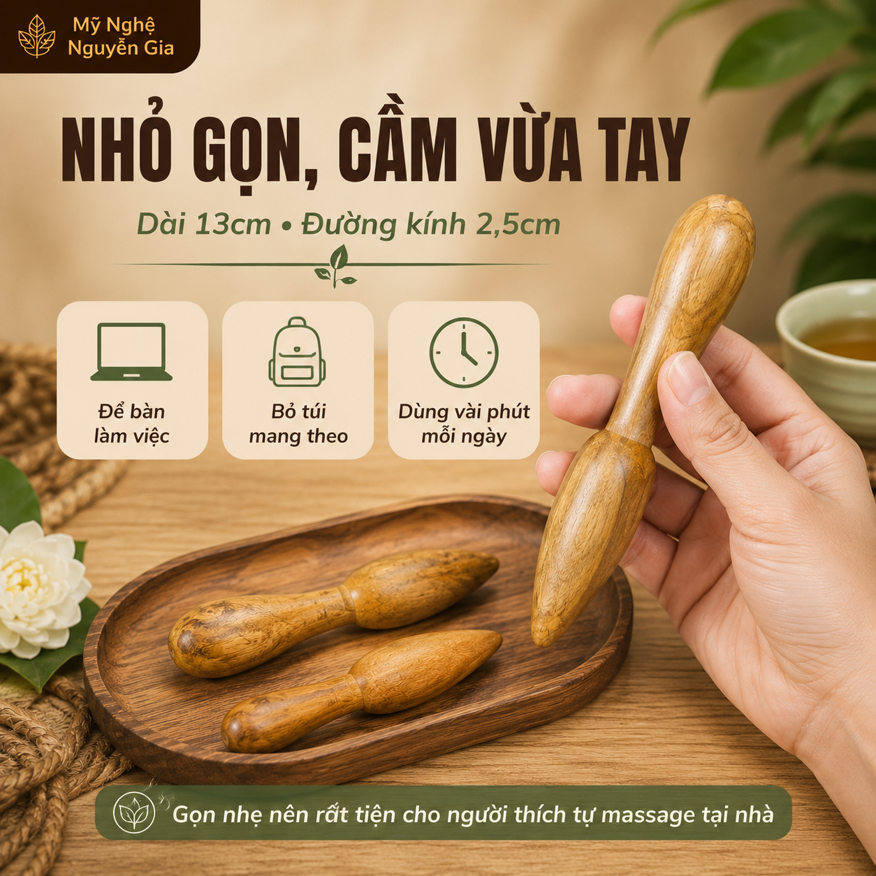 Dụng Cụ Bấm Huyệt Bằng Gỗ Bách Xanh, Cây Day Ấn Huyệt