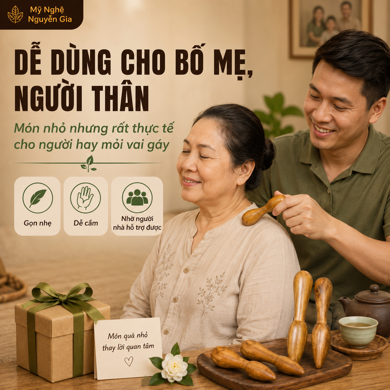 Dụng Cụ Bấm Huyệt Bằng Gỗ Bách Xanh, Cây Day Ấn Huyệt