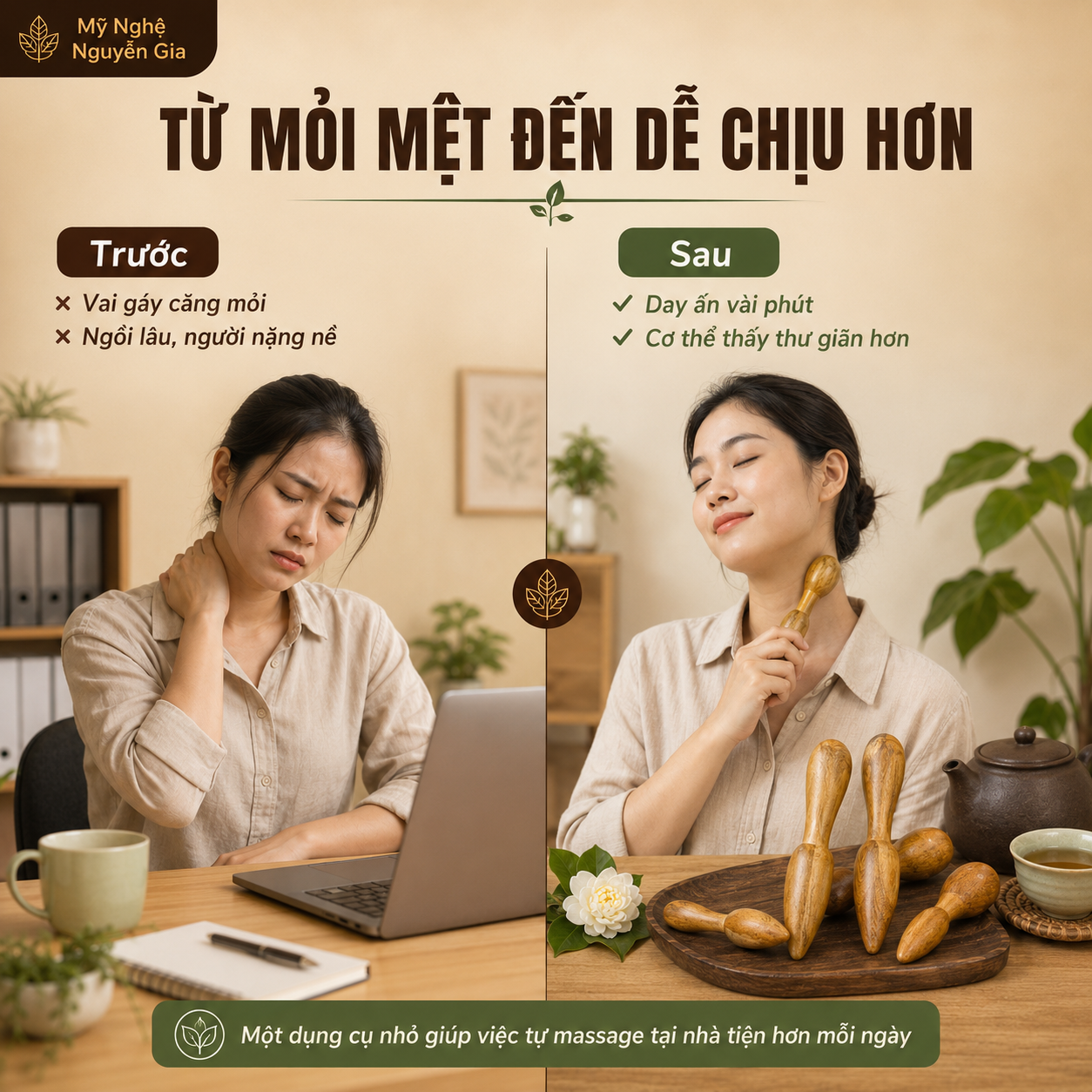 Dụng Cụ Bấm Huyệt Bằng Gỗ Bách Xanh, Cây Day Ấn Huyệt