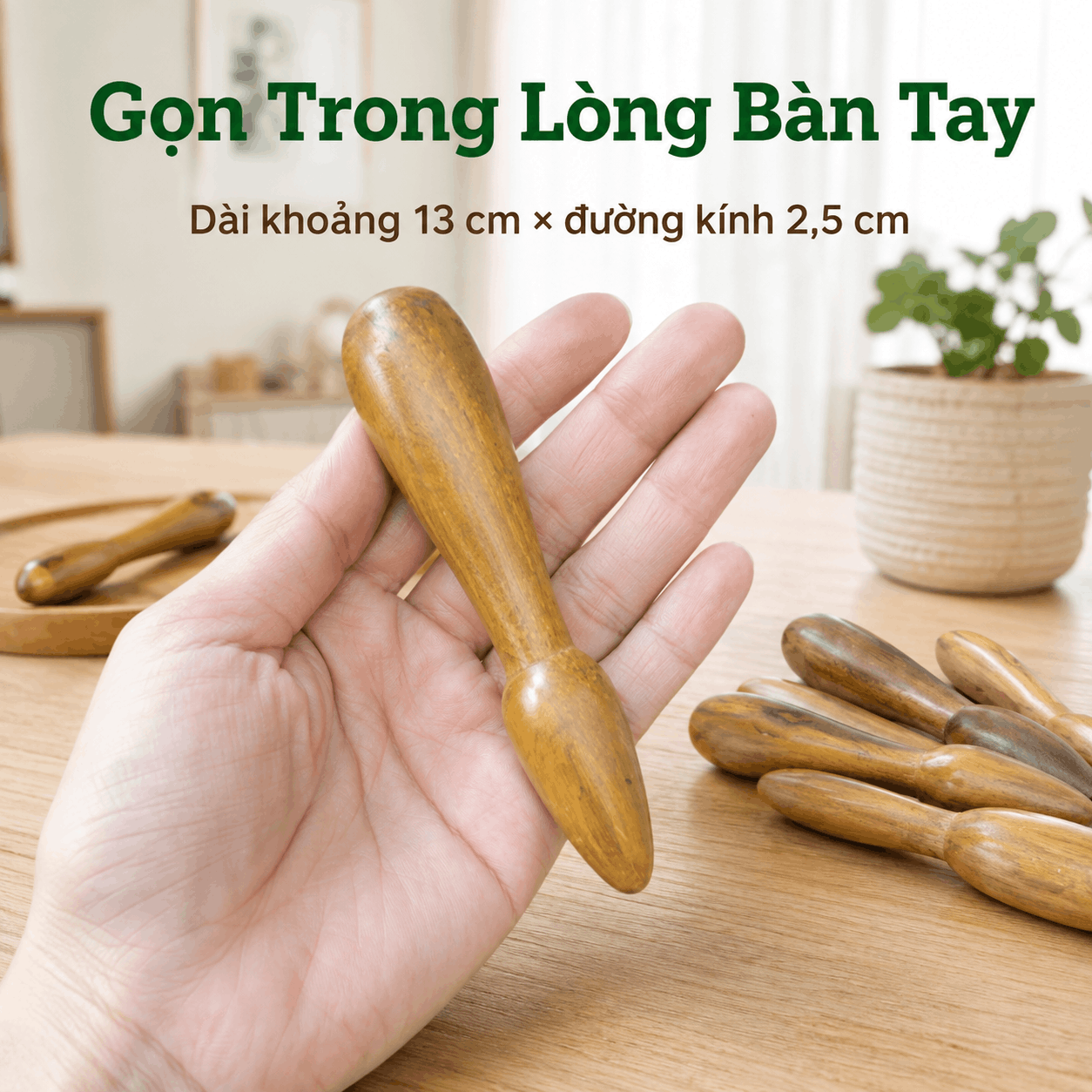 Cây Massage Day Bấm Huyệt Gỗ Bách Xanh 2 Đầu