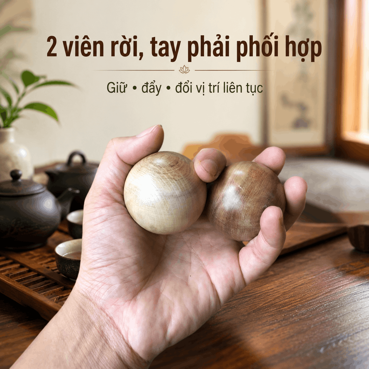 Combo 2 Bi Lăn Tay Gỗ Bách Xanh Đường Kính 5 cm