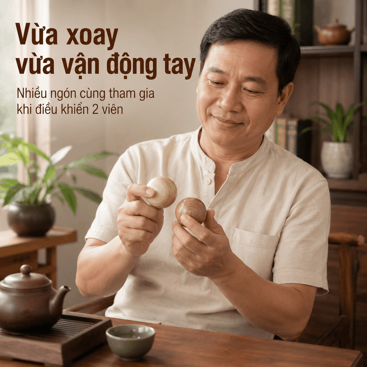 Combo 2 Bi Lăn Tay Gỗ Bách Xanh Đường Kính 5 cm
