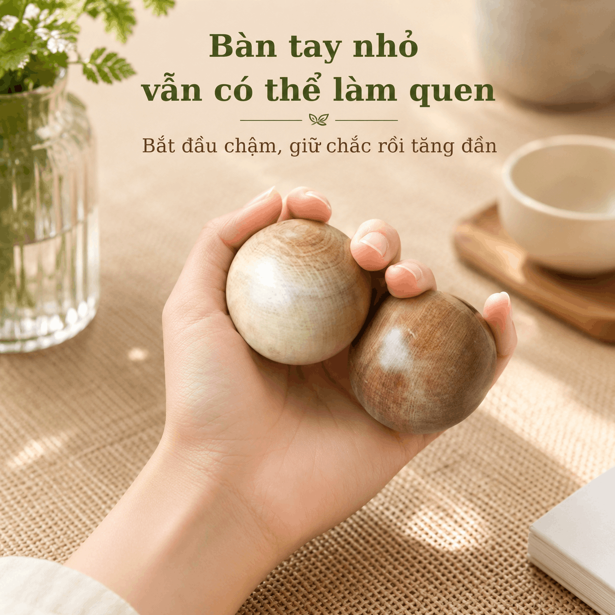Combo 2 Bi Lăn Tay Gỗ Bách Xanh Đường Kính 5 cm