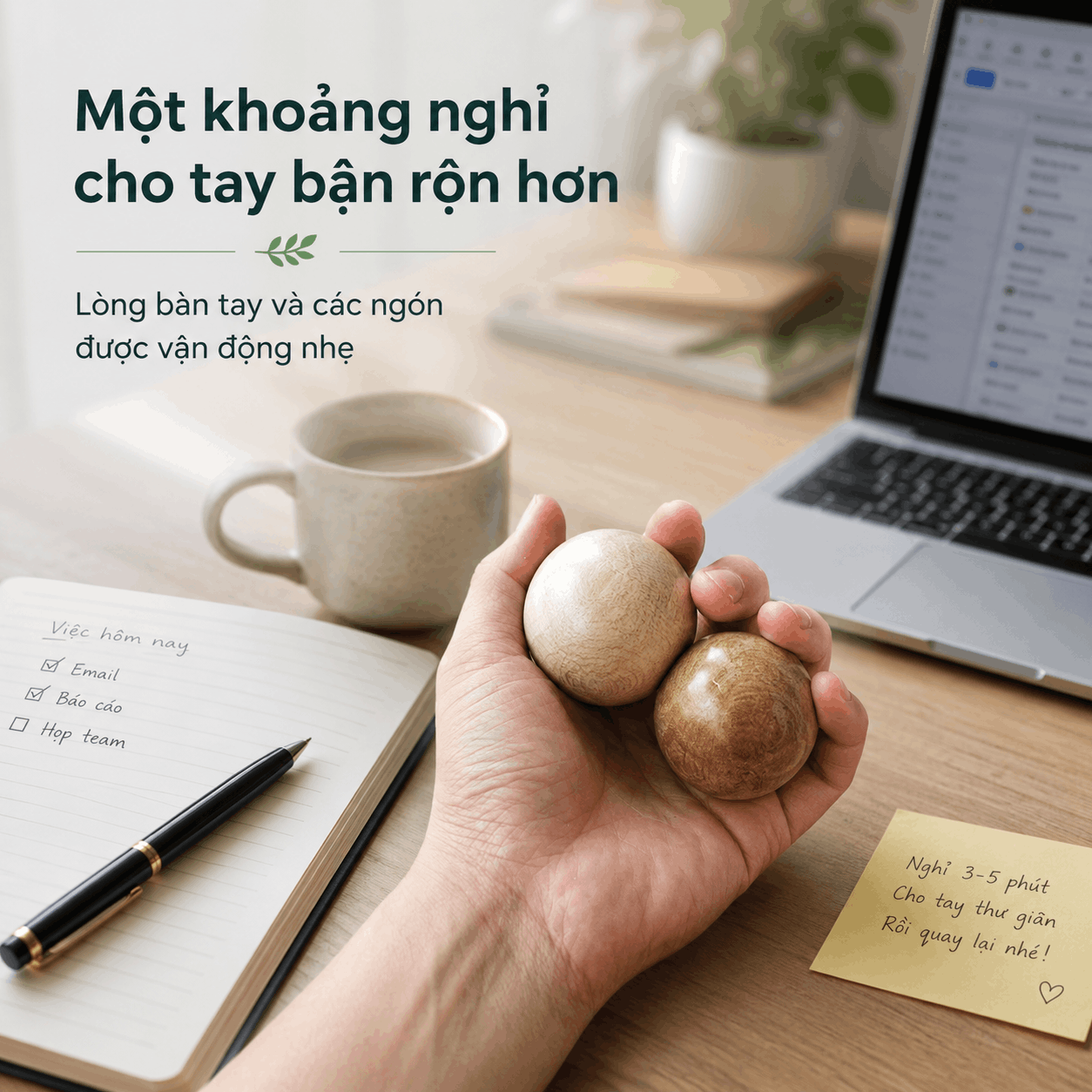 Combo 2 Bi Lăn Tay Gỗ Bách Xanh Đường Kính 5 cm