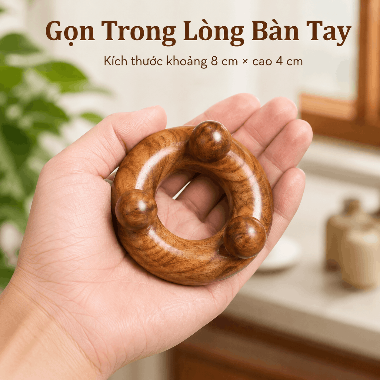 Dụng Cụ Day Ấn 3 Bi Gỗ Bách Xanh – 3 Điểm Tiếp Xúc Cố Định