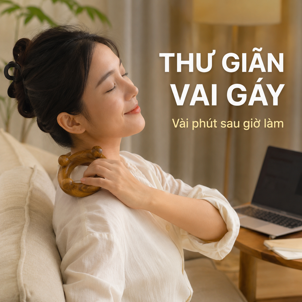Dụng Cụ Day Ấn Huyệt 3 Bi Gỗ Bách Xanh – Day Miết Khuỷu, Gối