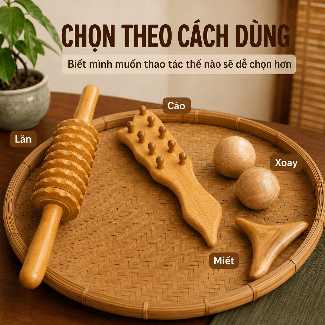 Dụng Cụ Massage Cầm Tay Bằng Gỗ